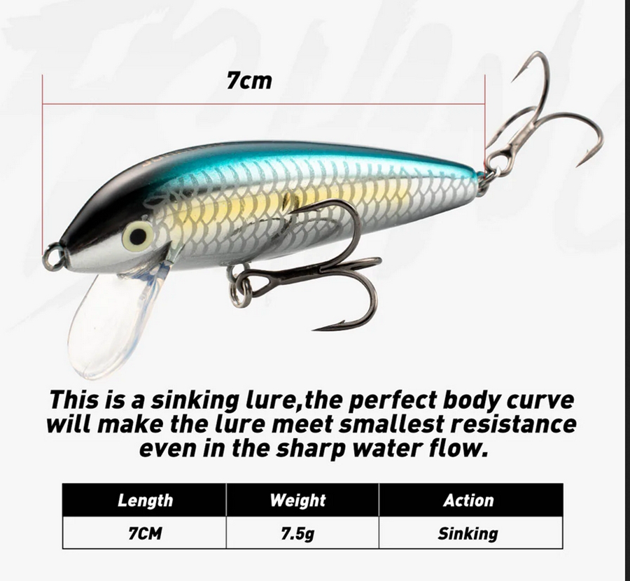 Mini Minnow Bait 7cm 7.5g Sink - Fishing Equipment For Trout avis et prix
