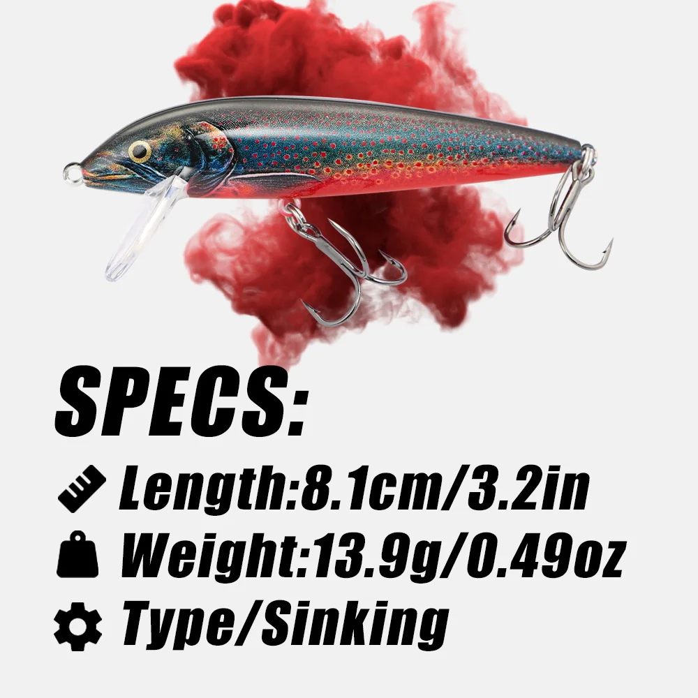 B&U 80mm Sinking Minnow Wobbli - Fishing Equipment For Trout avis et prix