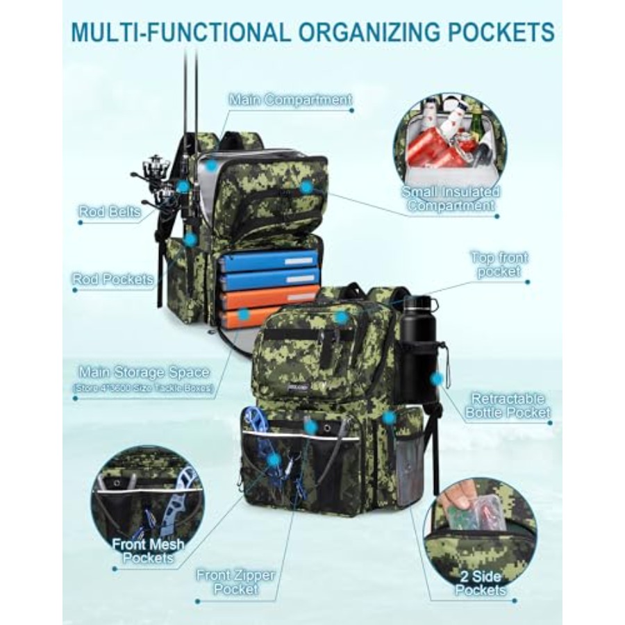 Fishing Backpack with Rod Hold - Fishing Equipment avis et prix